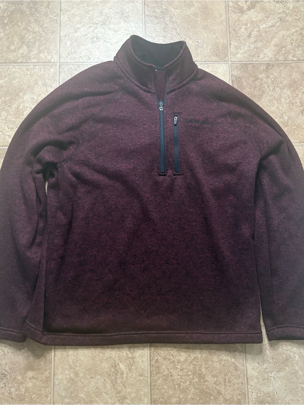 Eddie Bauer Men's Zip-Front Fleece Pullover - Deep Burgundy